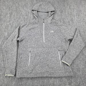 North Face Pullover Hoodie Womens XL Gray Sweater Fleece 1/2 Zip Kangaroo Pocket